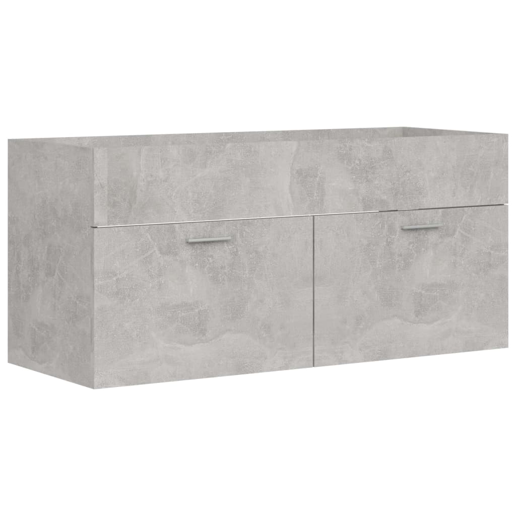 vidaXL Долен шкаф за мивка, бетонно сив, 100x38,5x46 см, ПДЧ
