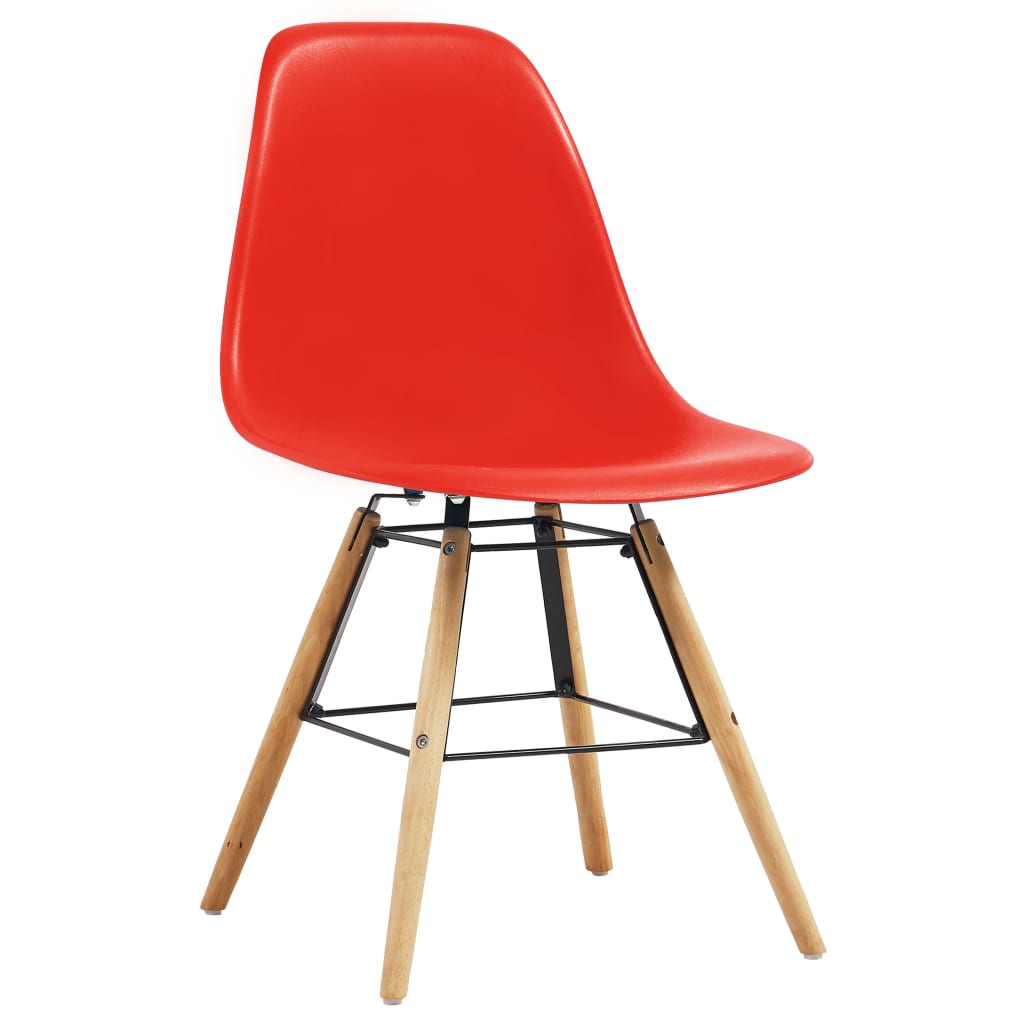 vidaXL Трапезни столове, 6 бр, червени, пластмаса