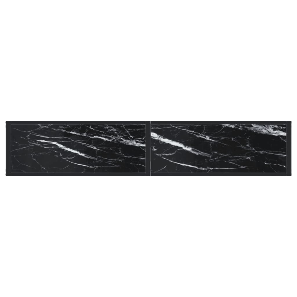 vidaXL Конзолна маса, черен мрамор, 180x35x75,5 cм, закалено стъкло