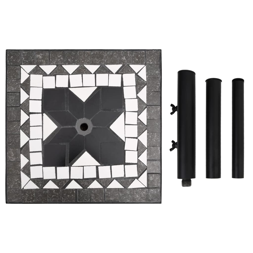 vidaXL Основа за чадър, черно и бяло, квадратна, 12 кг