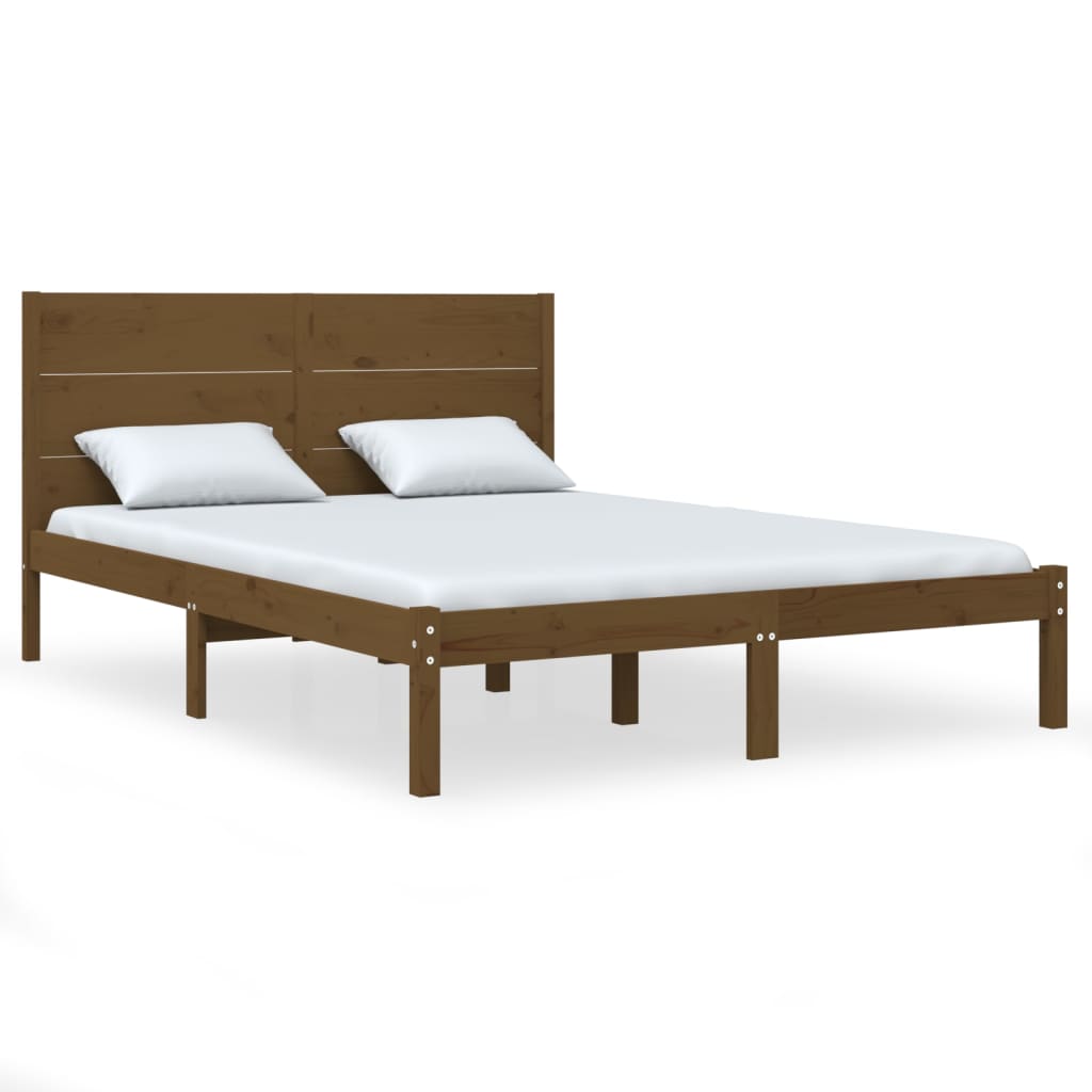 vidaXL Рамка за легло, меденокафява, бор масив, 120x200 см