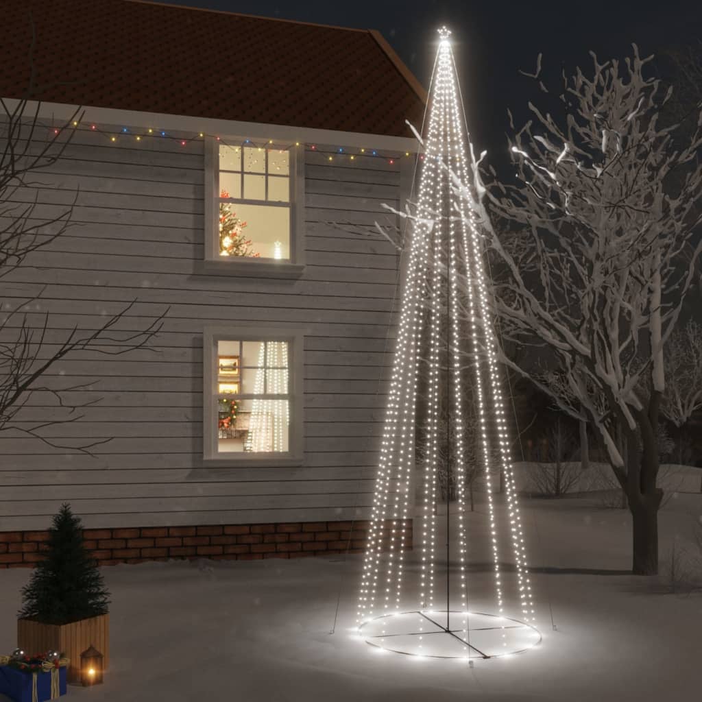 vidaXL Коледна елха конус, студено бяло, 1134 LED, 230x800 см