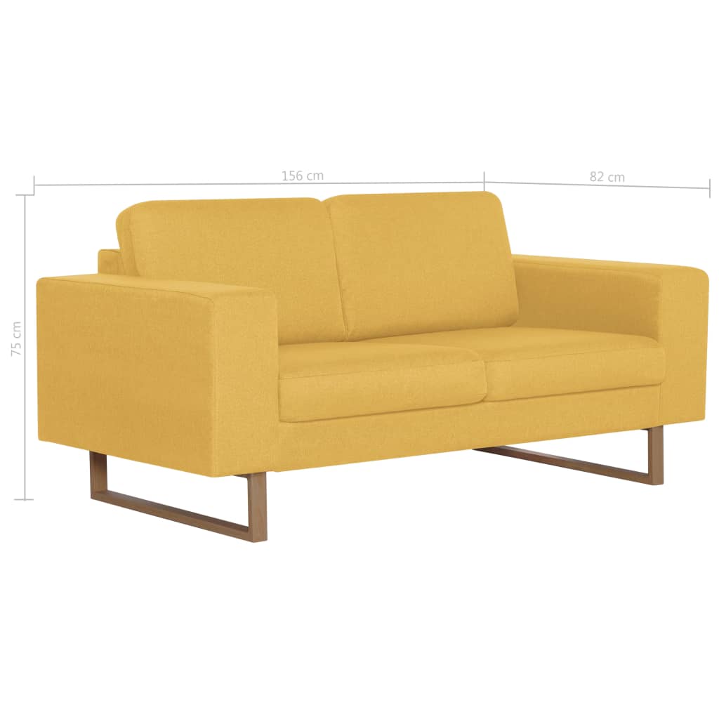 vidaXL 2-местен диван, текстил, жълт
