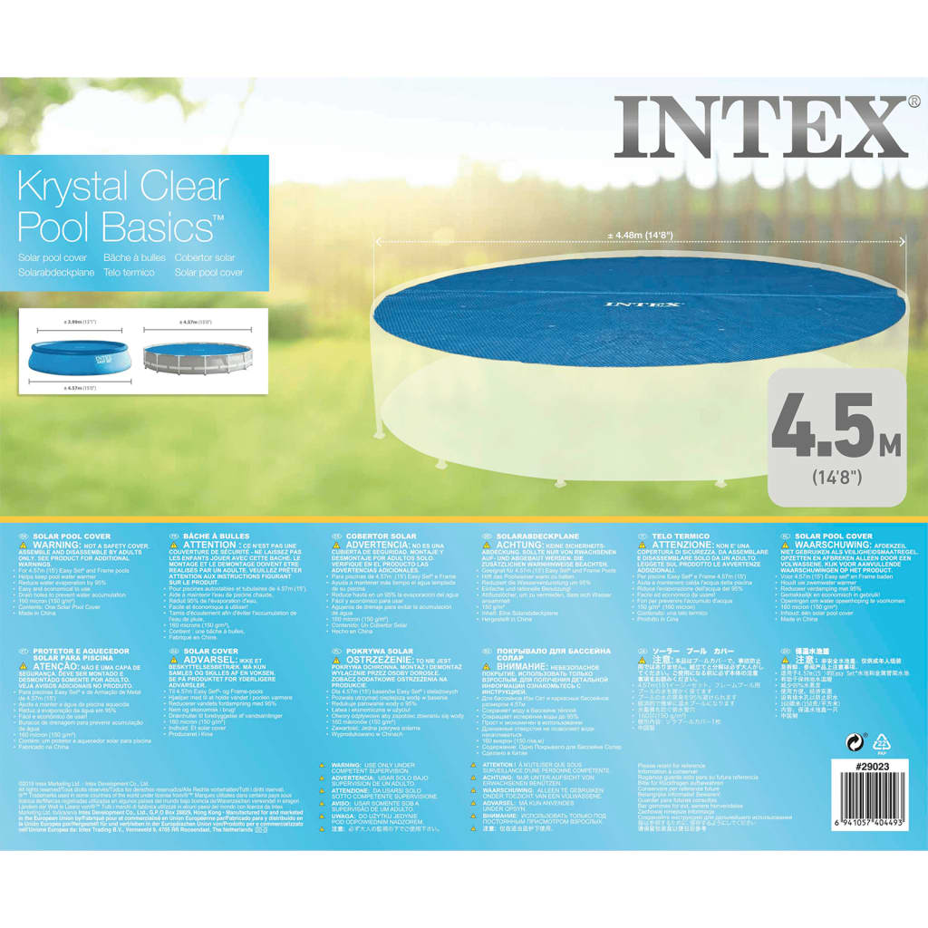 Intex Соларно покривало за басейн, кръгло, 457 см, 29023