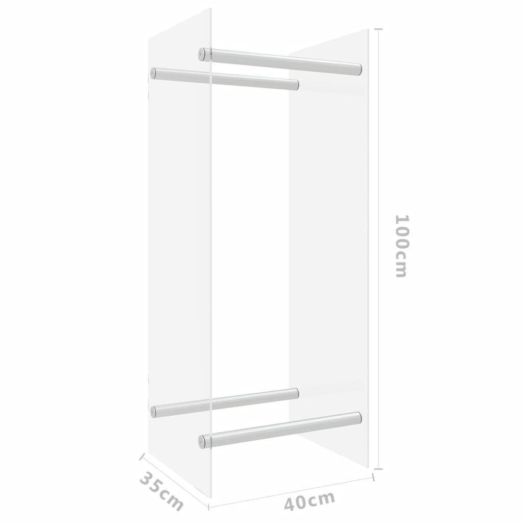 vidaXL Стойка за дърва, прозрачна, 40x35x100 см, закалено стъкло