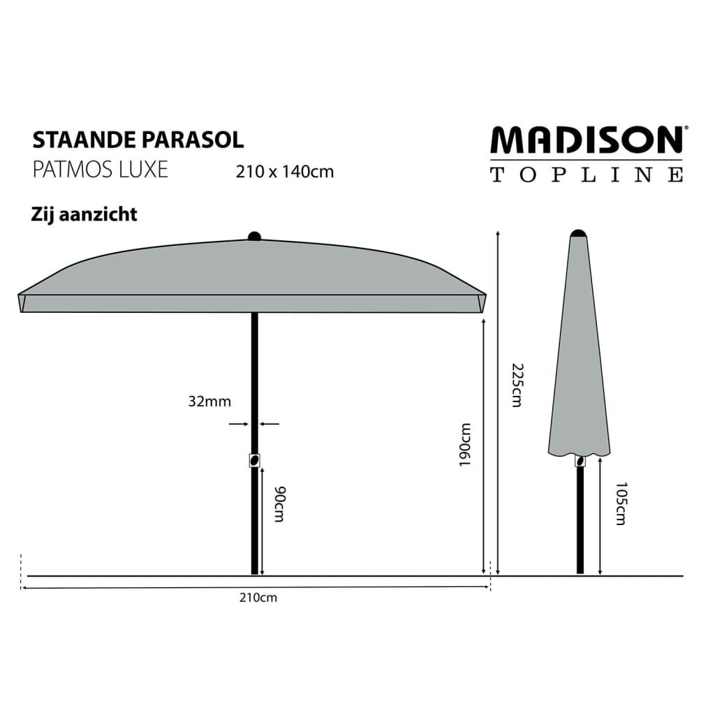 Madison Градински чадър Patmos Luxe, правоъгълен, 210x140 см, екрю