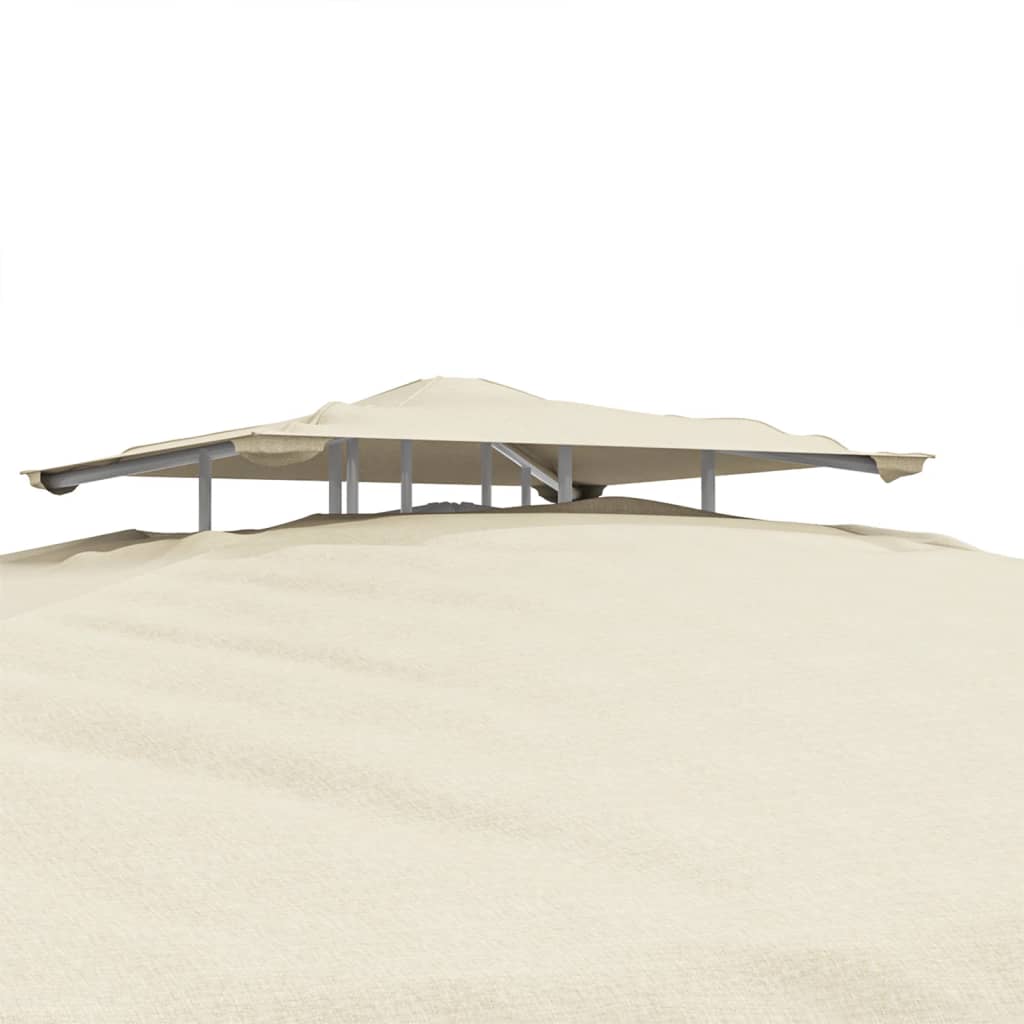 vidaXL Беседка с двоен покрив, кремава, 3x3x2,68 м плат