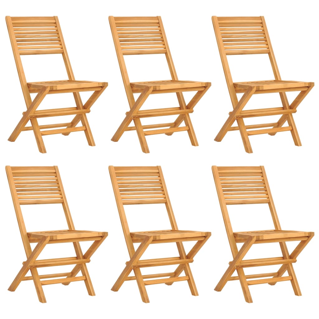vidaXL Сгъваеми градински столове, 6 бр, 47x62x90 см, тик масив