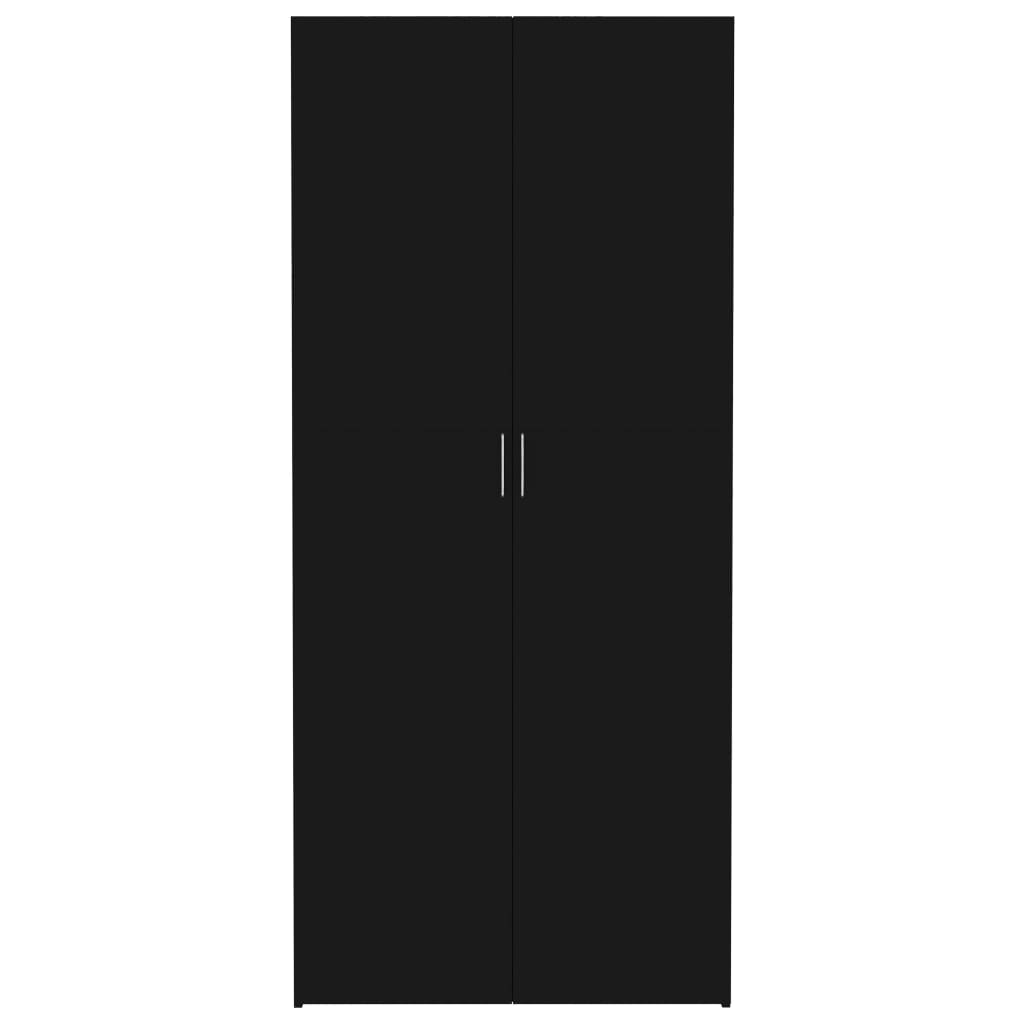vidaXL Шкаф за съхранение, черен, 80x35,5x180 см, ПДЧ