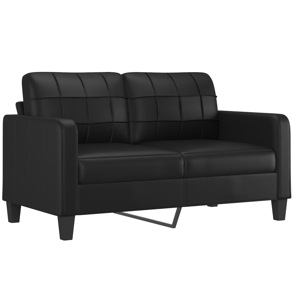vidaXL 2-местен диван, черен, 140 см, изкуствена кожа