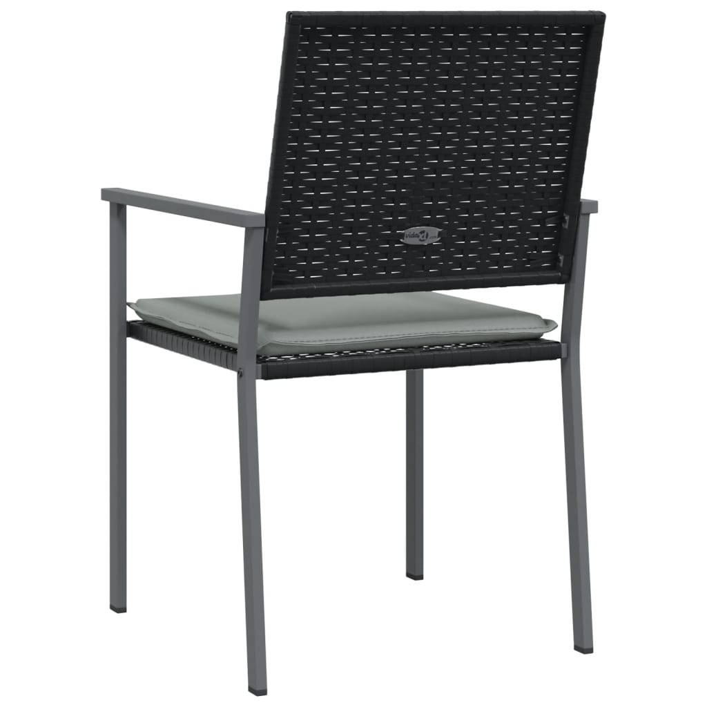 vidaXL Градински стол с възглавници 4 бр черни 54x62,5x89 см полиратан