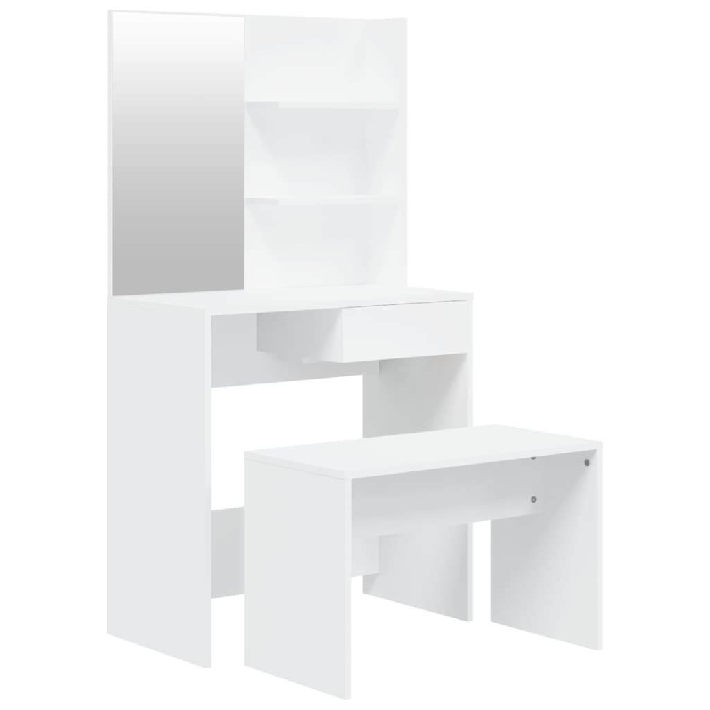 vidaXL Комплект тоалетка, бяла, 74,5x40x141 см