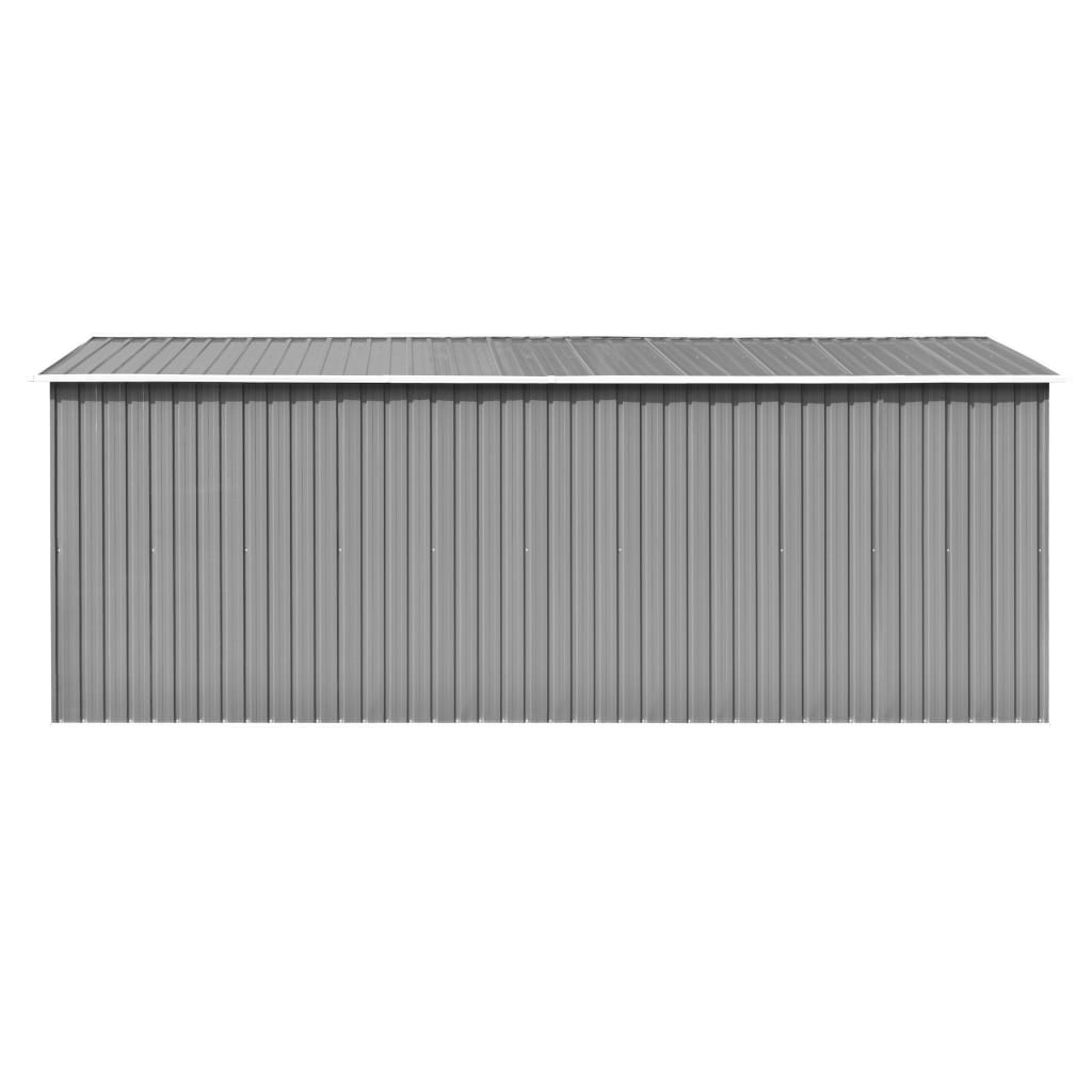 vidaXL Градинска барака, 257x489x181 см, метал, сива