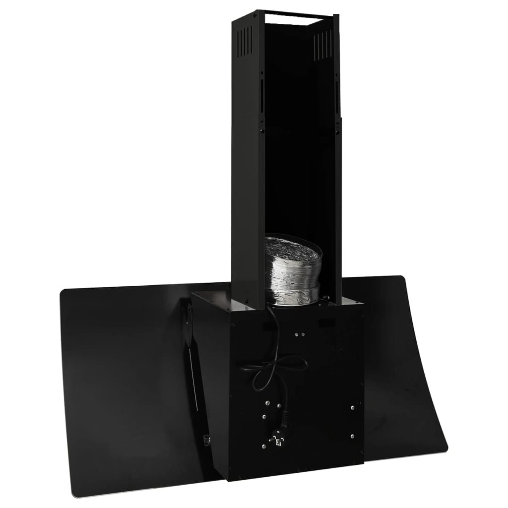 vidaXL Стенен абсорбатор, 90 см, стомана и закалено стъкло, черен