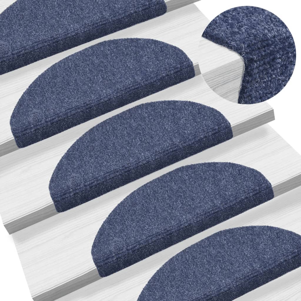 vidaXL Самозалепващи стелки за стъпала, 15 бр, 65x21x4 см, сини