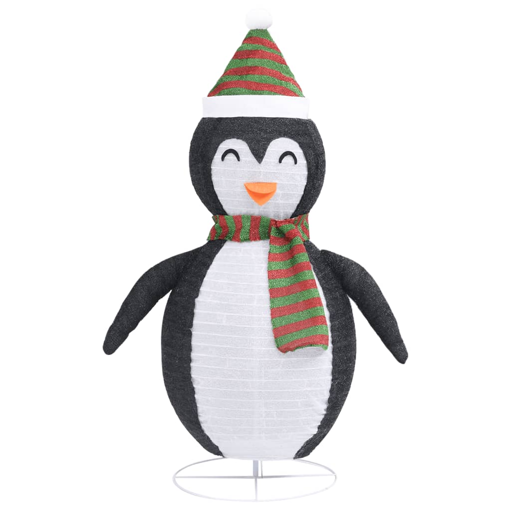vidaXL Декоративен коледен снежен пингвин LED лукс плат 120 см