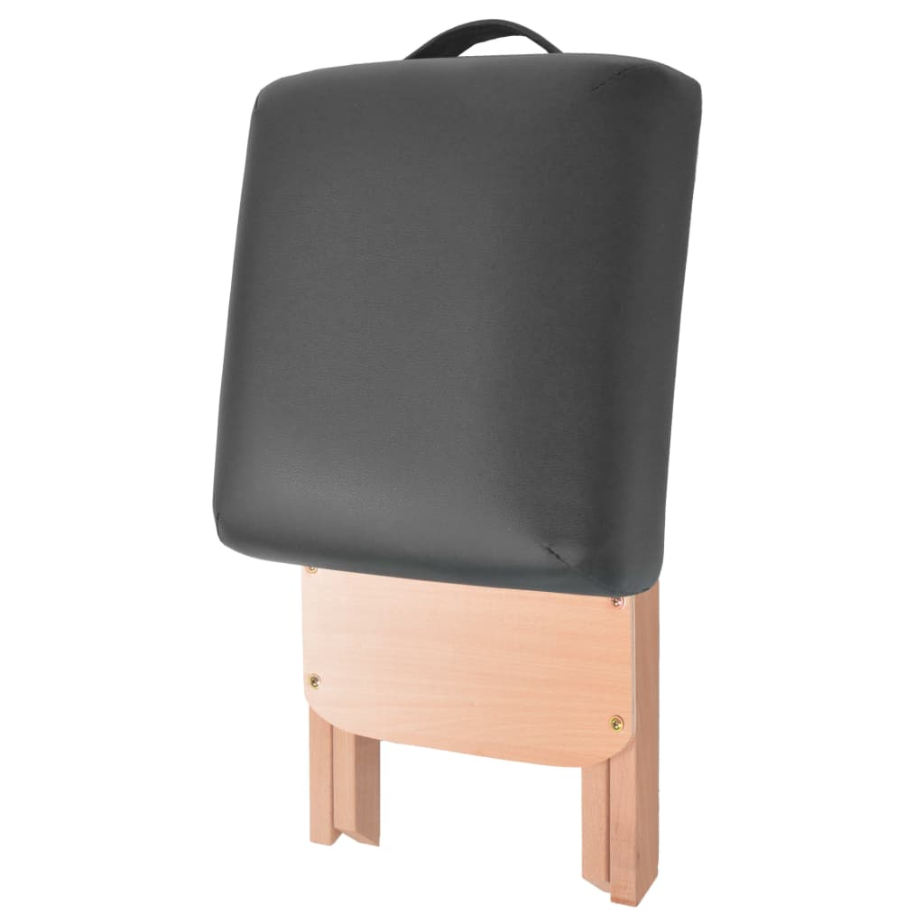 vidaXL Сгъваема масажна кушетка с 3 зони и столче, 10 см пълнеж, черна