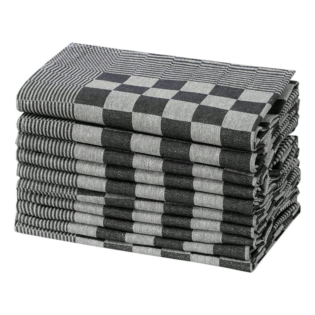vidaXL Кухненски кърпи 10 бр черно и бяло 50x70 см памук