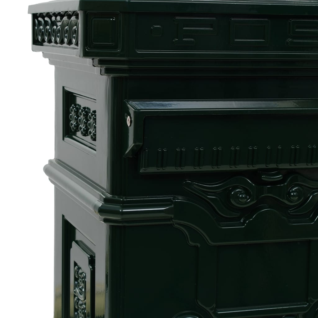 vidaXL Алуминиева пощенска кутия стълб винтидж стил неръждаема зелена