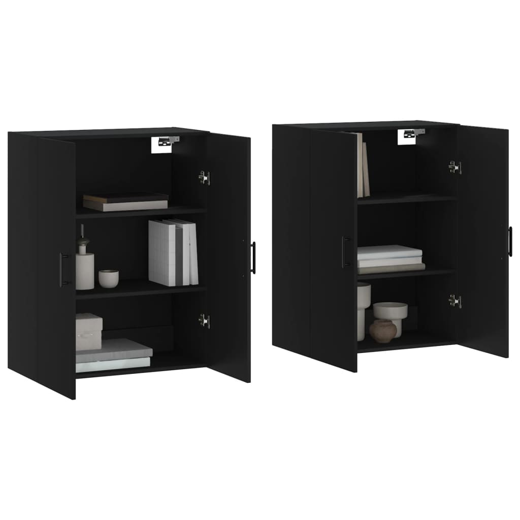 vidaXL Стенни шкафове, 2 бр, черни, 69,5x34x90 см