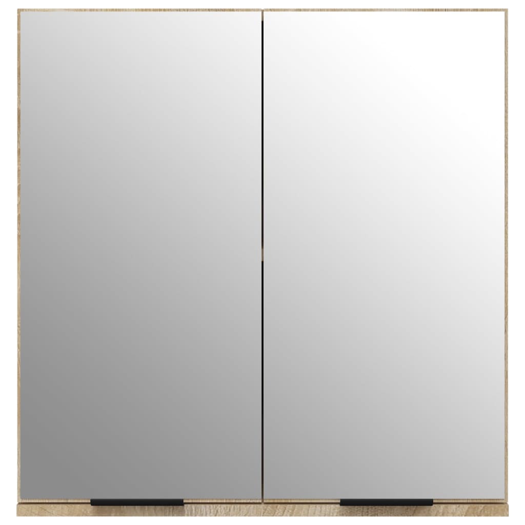 vidaXL Шкаф за баня с огледало, дъб сонома, 64x20x67 см