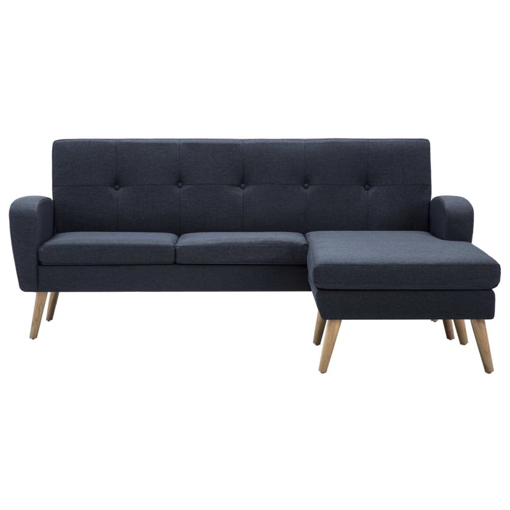 vidaXL Ъглов диван, тапицерия от текстил, 186x136x79 см, тъмносив