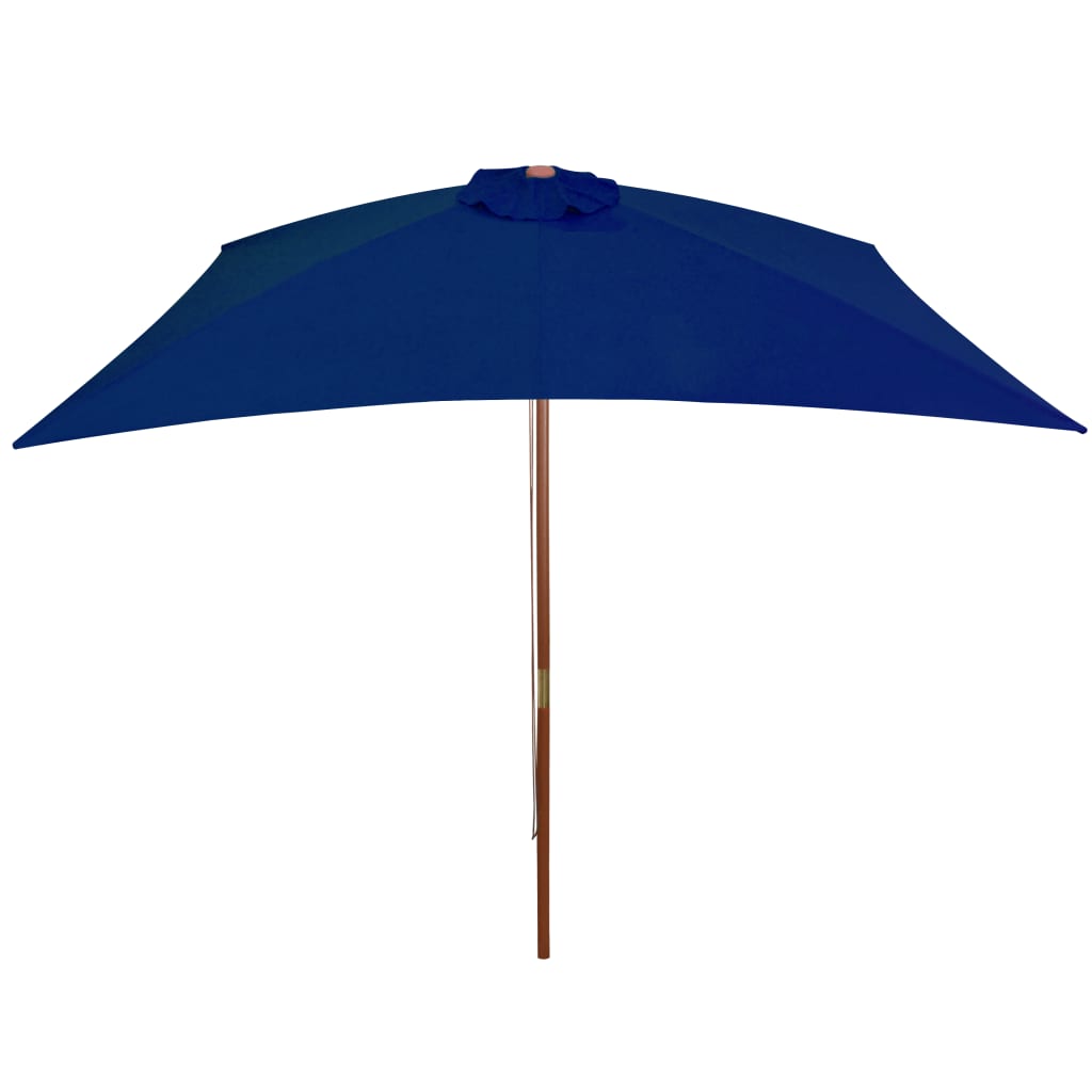 vidaXL Градински чадър с дървен прът, син, 200x300 см