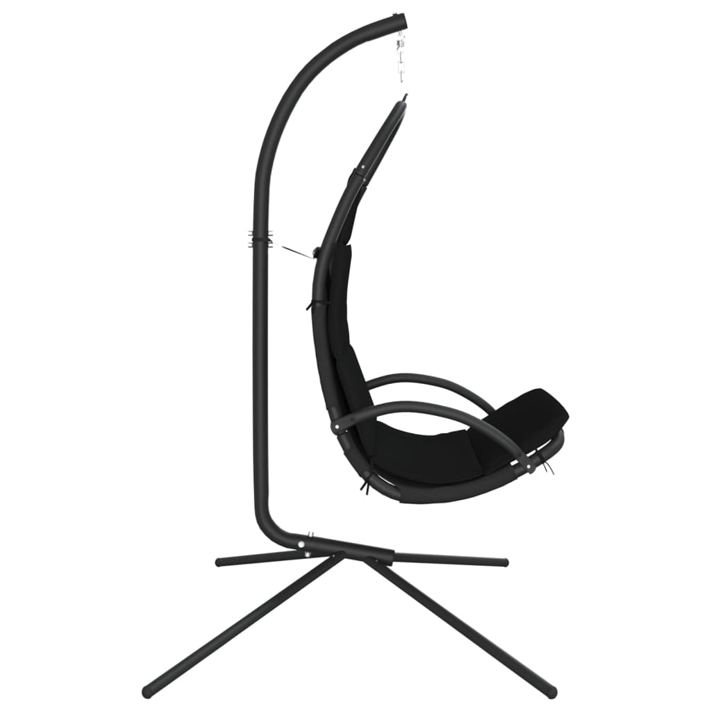 vidaXL Градински стол-люлка с възглавница черен плат Оксфорд и стомана