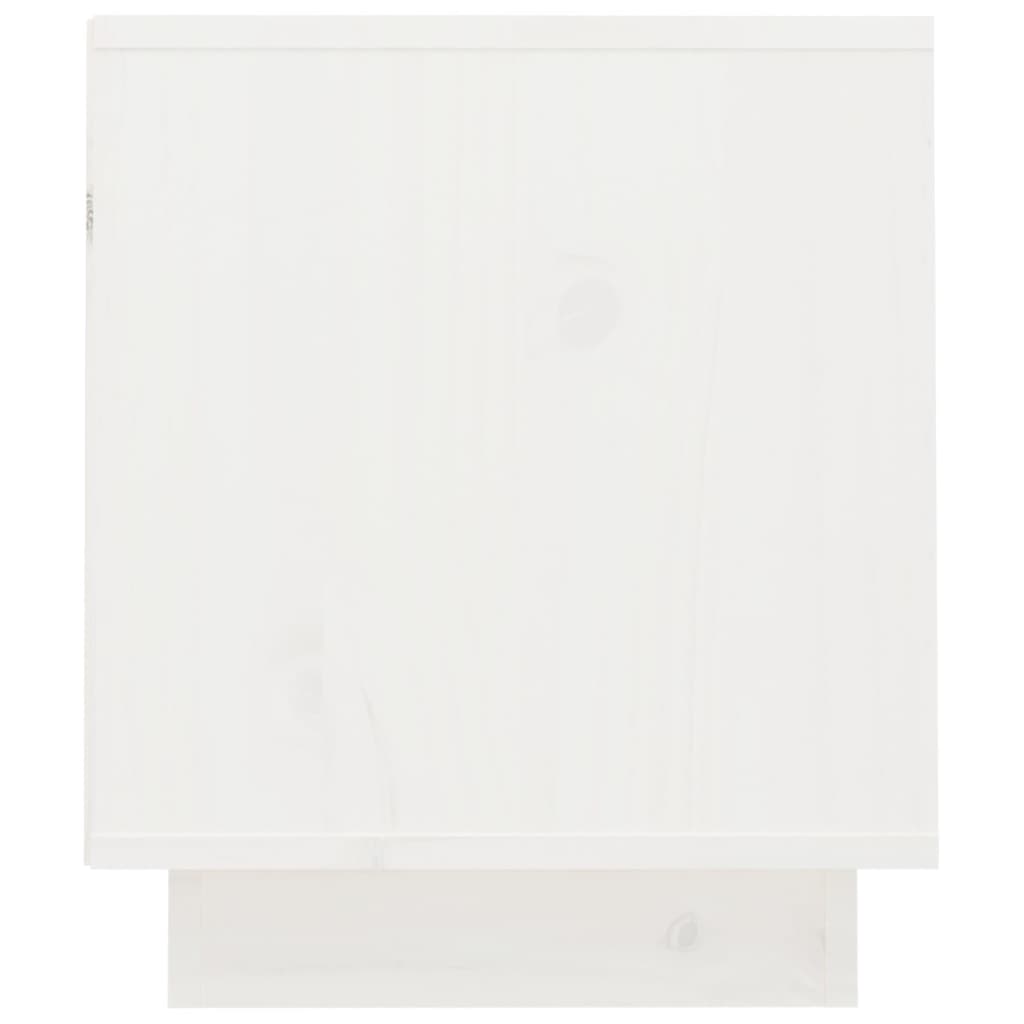 vidaXL ТВ шкаф, бял, 70x34x40 см, бор масив