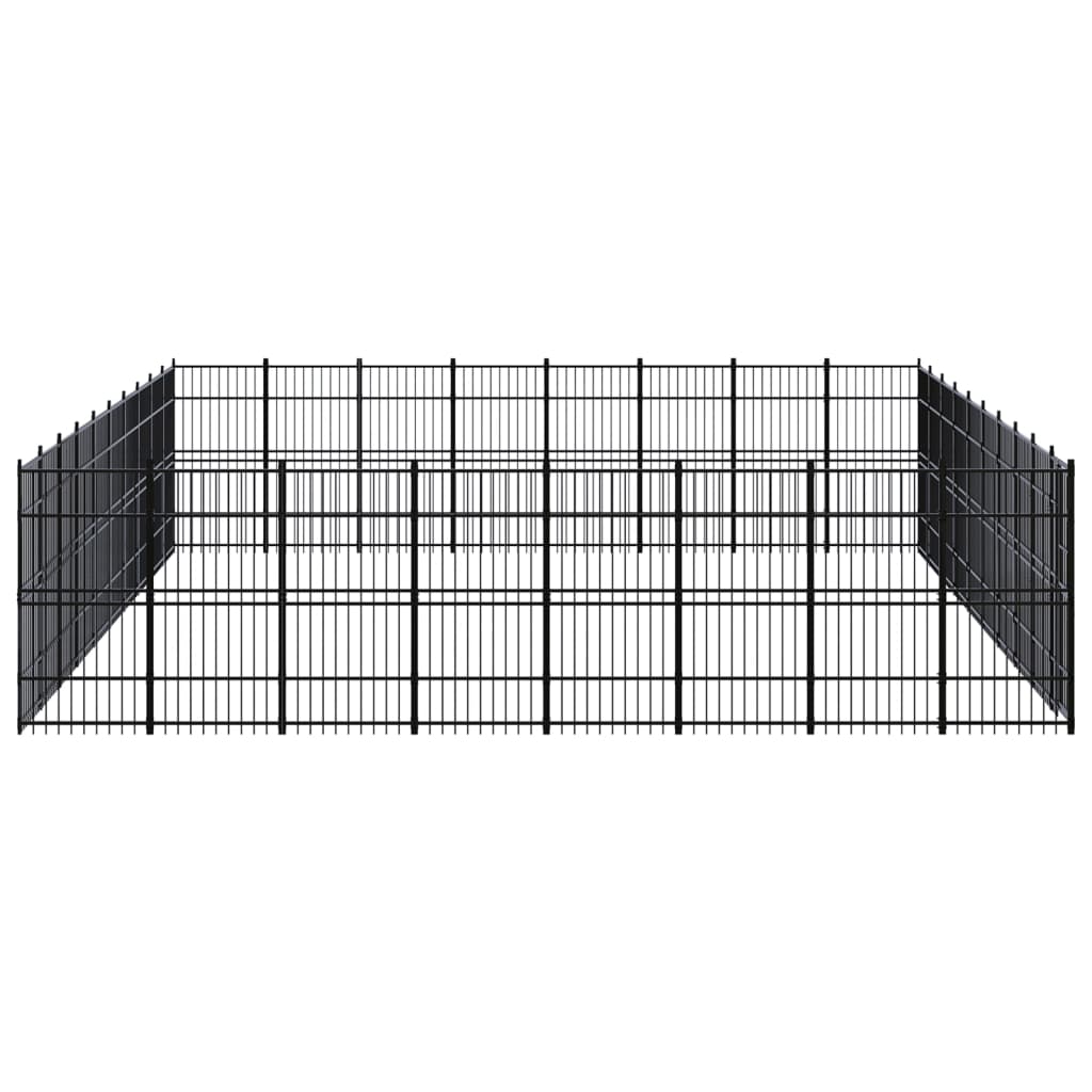 vidaXL Дворна клетка за кучета, стомана, 73,73 м²