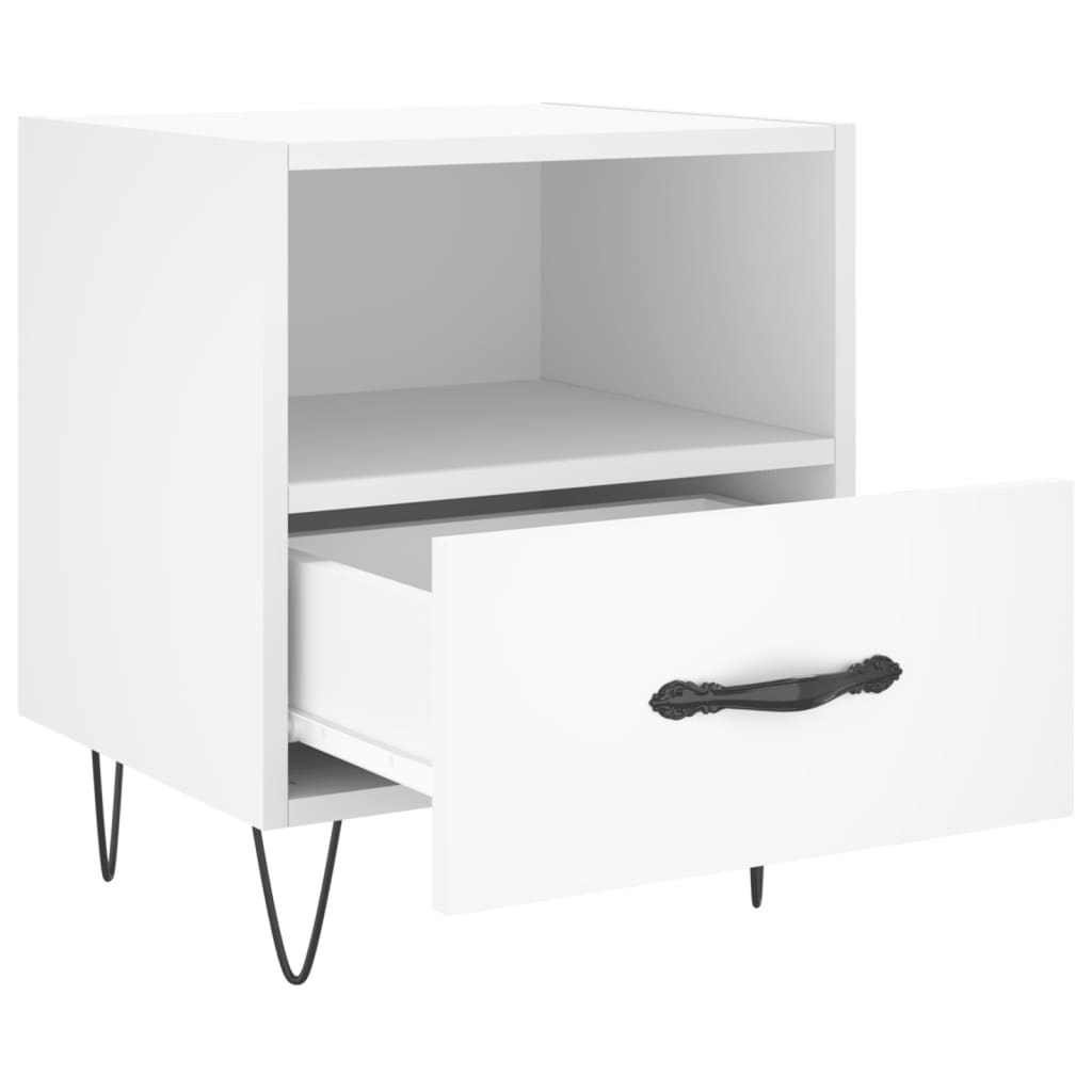vidaXL Нощно шкафче, бяло, 40x35x47,5 см, инженерно дърво