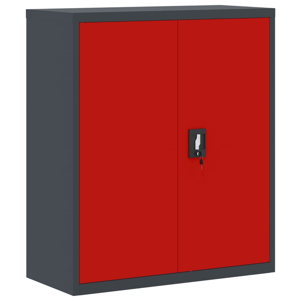 vidaXL Шкаф за папки антрацит и червено 90x40x105 см стомана