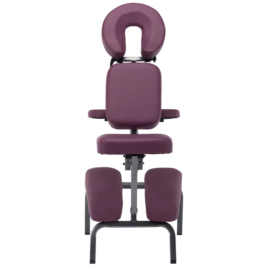 vidaXL Стол за масаж, изкуствена кожа, бордо, 122x81x48 см