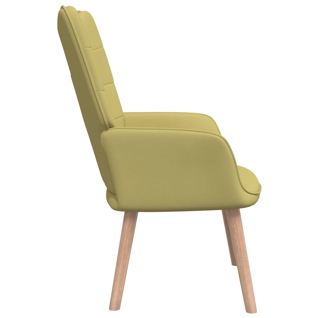 vidaXL Релаксиращ стол с табуретка, зелен, плат