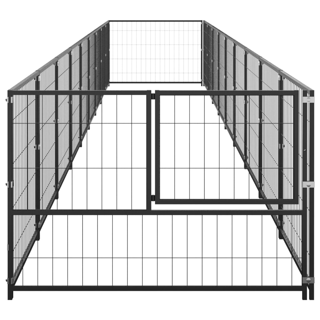 vidaXL Клетка за кучета, черна, 9 м², стомана