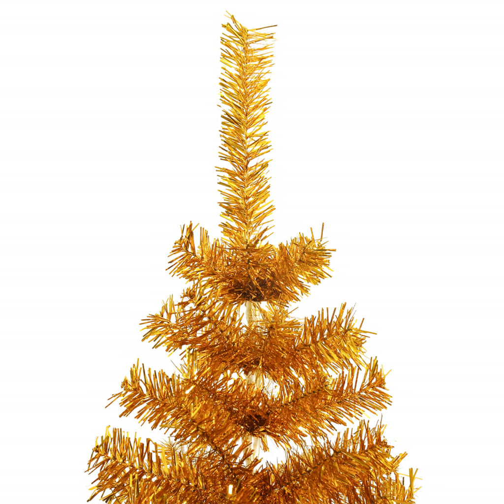 vidaXL Изкуствена коледна елха със стойка, златна, 180 см, PET