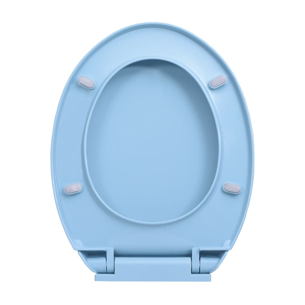 vidaXL Тоалетна седалка с плавно затваряне, синя, овална