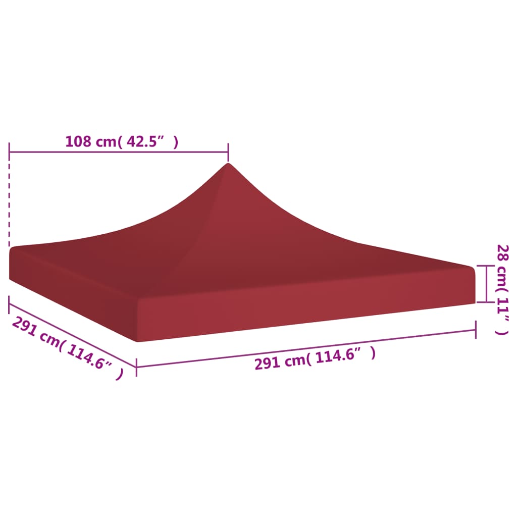 vidaXL Покривало за парти шатра, 3х3 м, бордо, 270 г/м²