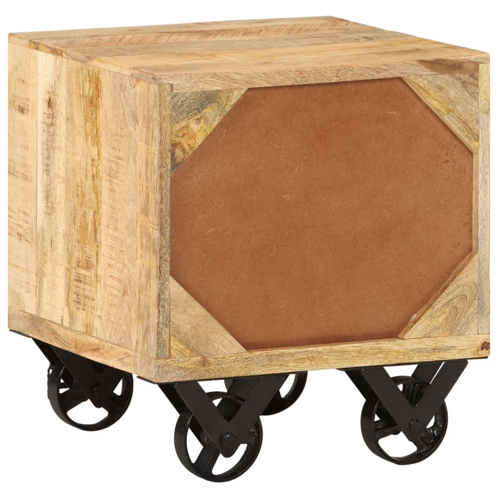 vidaXL Помощна маса с чекмеджета и колела, манго, 40x40x45 см