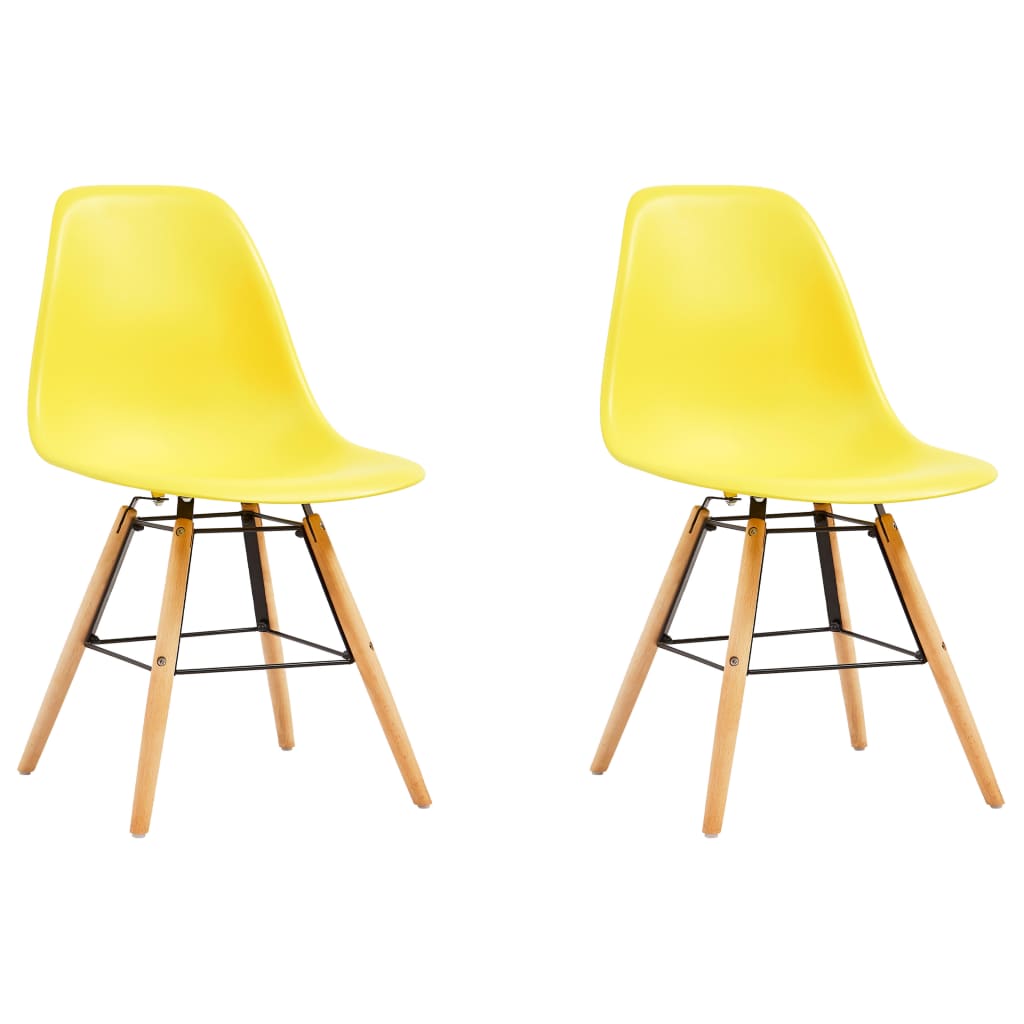 vidaXL Трапезни столове, 2 бр, жълти, пластмаса