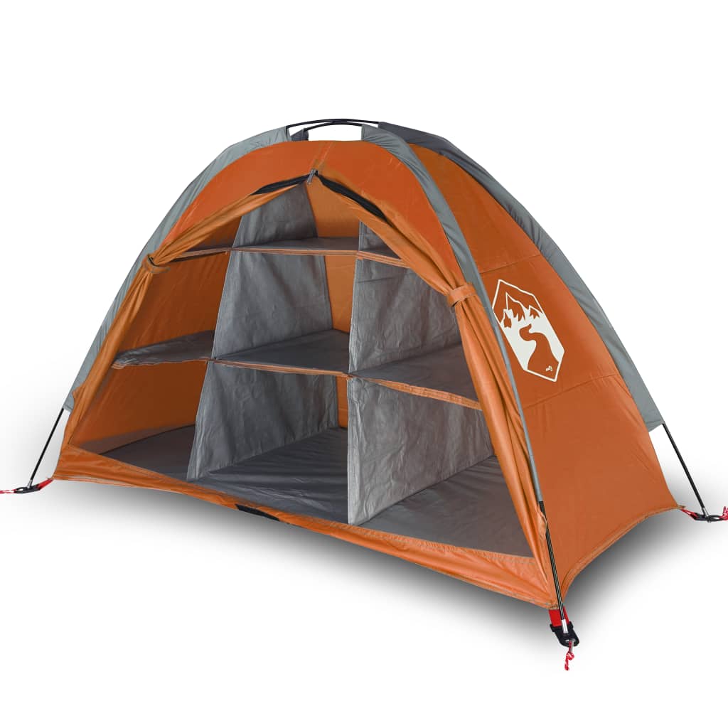 vidaXL Палатка за съхранение с 9 отделения сиво-оранжева водоустойчива