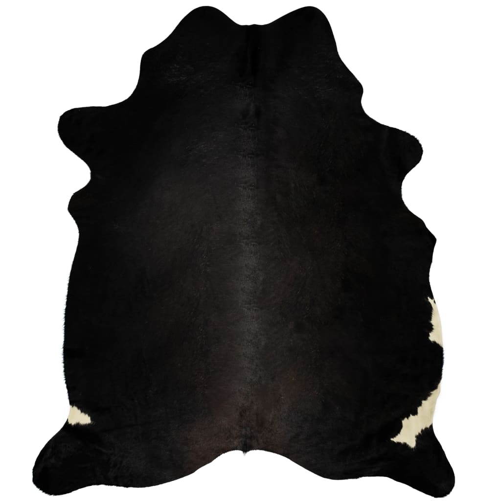 vidaXL Килим от волска кожа, черен, 150x170 см