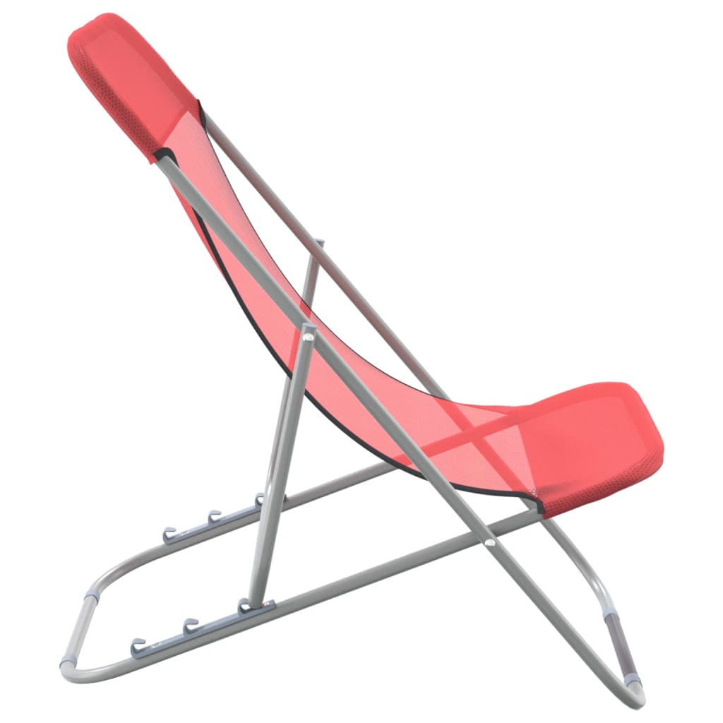 vidaXL Сгъваеми плажни столове 2 бр червени текстилен и стомана
