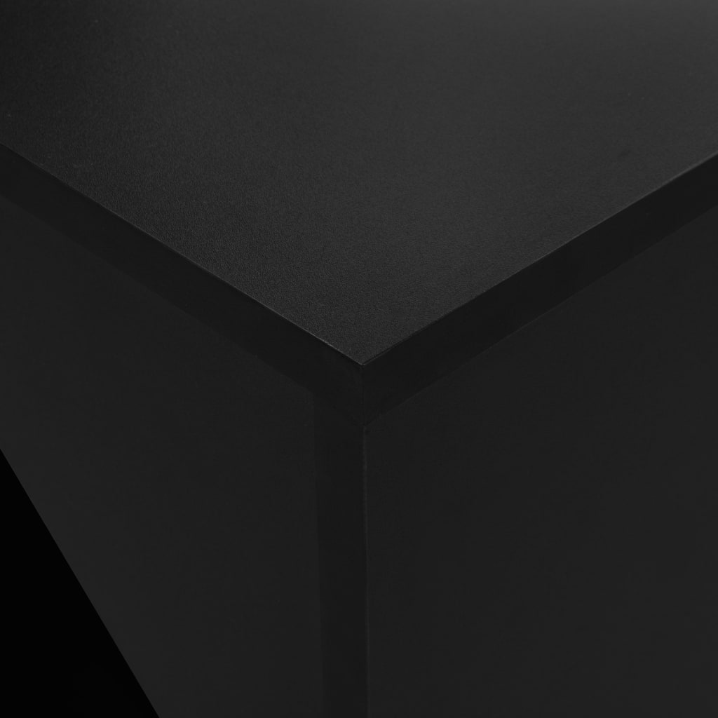 vidaXL Бар маса с шкаф, черна, 115x59x200 см