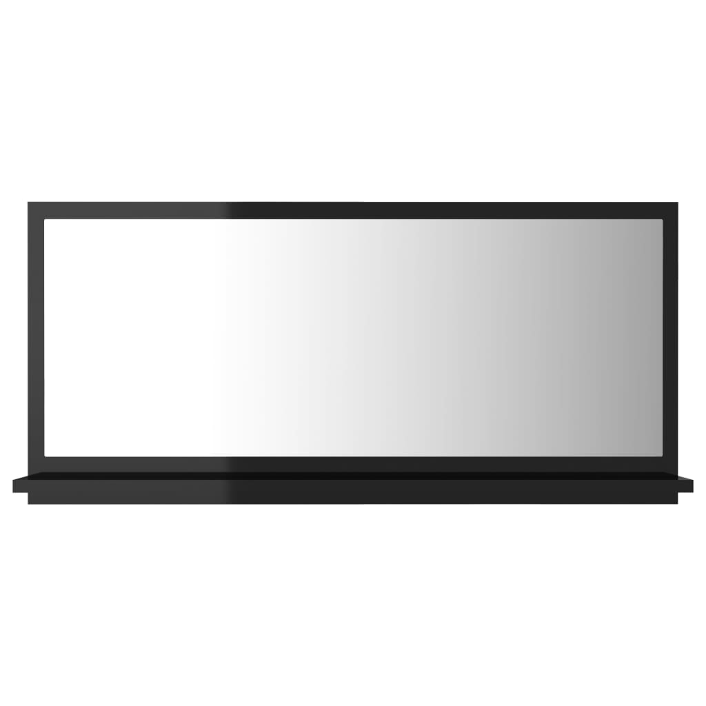 vidaXL Огледало за баня, черен гланц, 80x10,5x37 см, ПДЧ