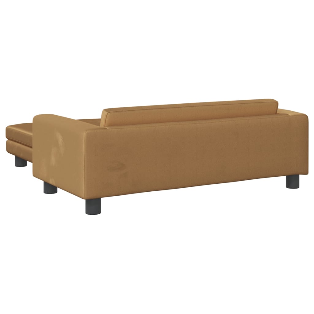 vidaXL Детски диван с табуретка за крака, кафяв, 100x50x30 см, кадифе