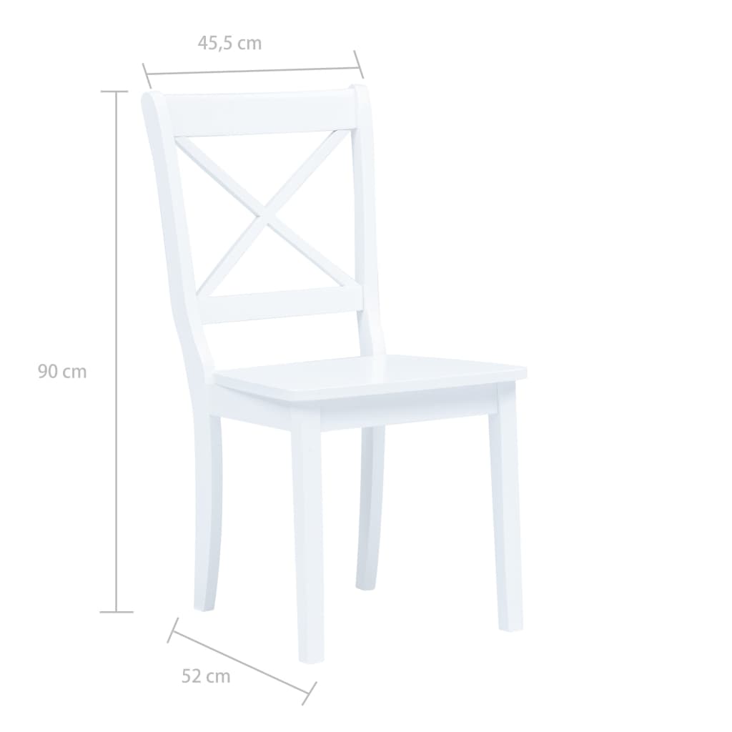 vidaXL Трапезни столове, 6 бр, бели, масивна каучукова дървесина