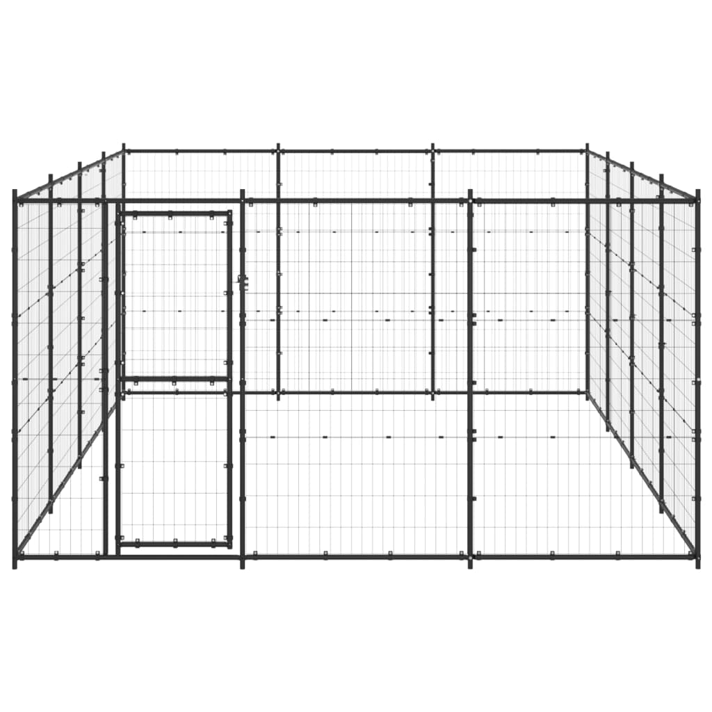 vidaXL Външна клетка за кучета, стомана, 14,52 м²