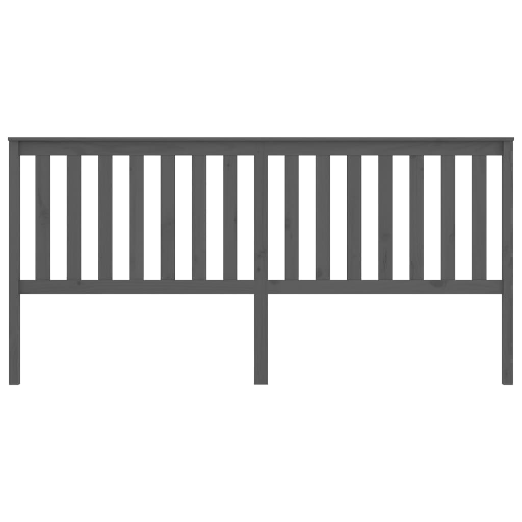 vidaXL Горна табла за легло, сива, 206x6x101 см, бор масив