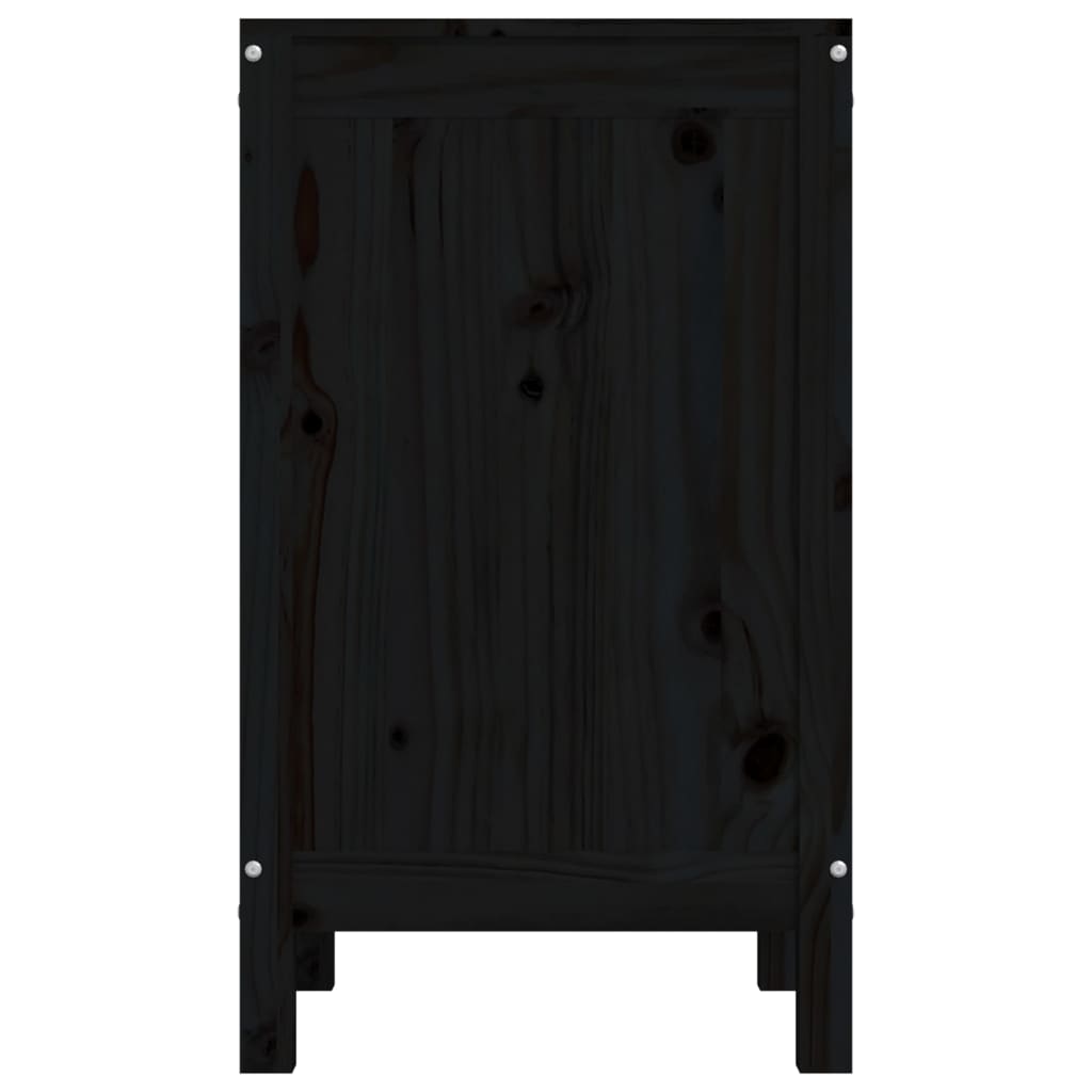 vidaXL Кутия за пране, черна, 44x44x76 см, борово дърво масив